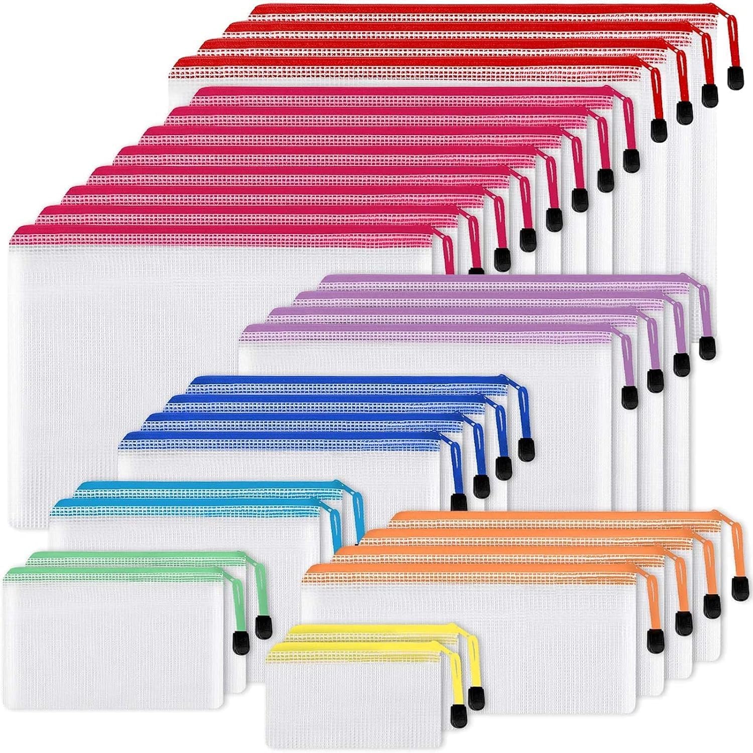 30pc Colorful Waterproof Zipper Pouches for Ultimate Organization