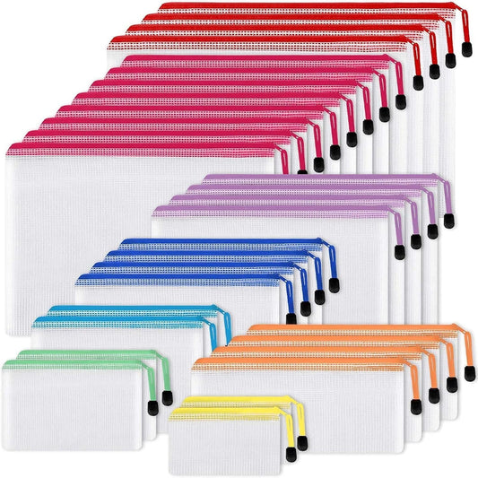 30pc Colorful Waterproof Zipper Pouches for Ultimate Organization