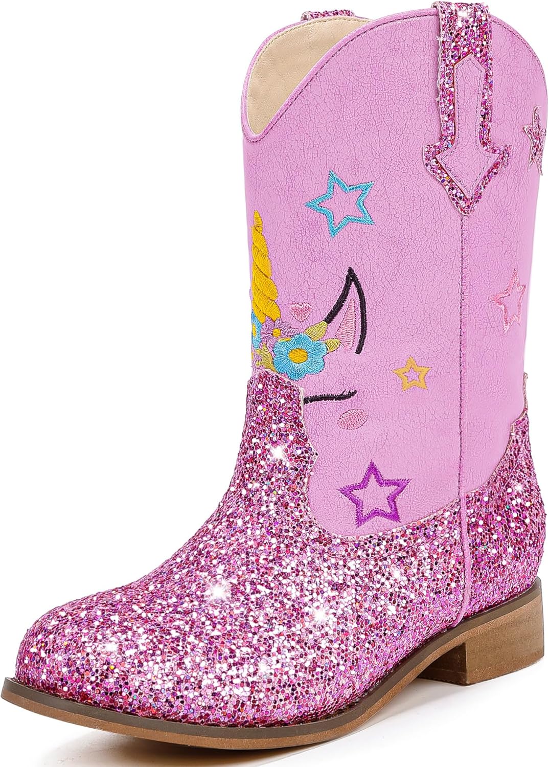 Unicorn Girls Cowgirl Boots Glitter Toddler Western Cowboy Shoes