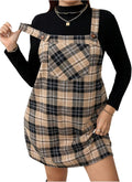 WDIRARA Women's Plus Size Corduroy Pinafore Dress for Everyday Wear