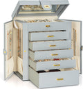 Large Jewelry Box Organizer with Mirror and Lock - Spacious Grey