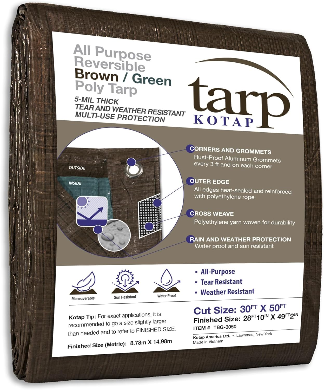 Kotap 30 x 50 Ft Multi-Use Waterproof Tarp for All Purposes