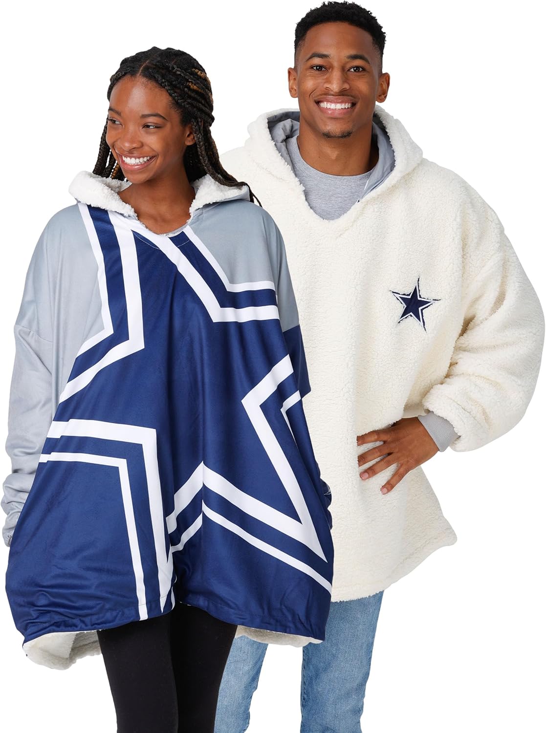 NFL Team Logo Reversible Oversized Sherpa Hoodie Sweatshirt