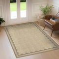 Scalloped 3x5 Rug for Entryway and Bedroom - Washable, Non-Slip Accent