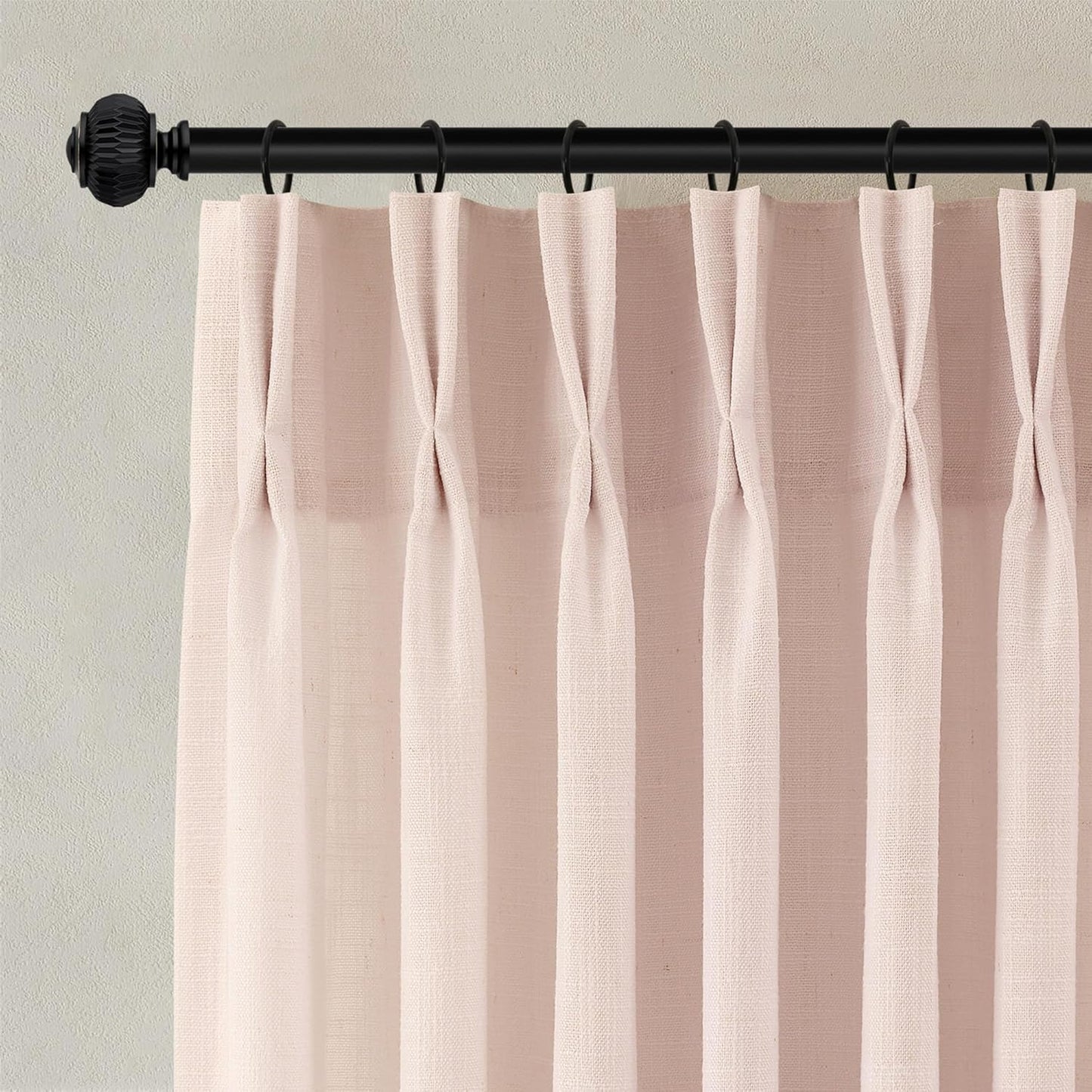 Light Pink Linen Curtains for Baby Girls Bedroom 90 Inch Length