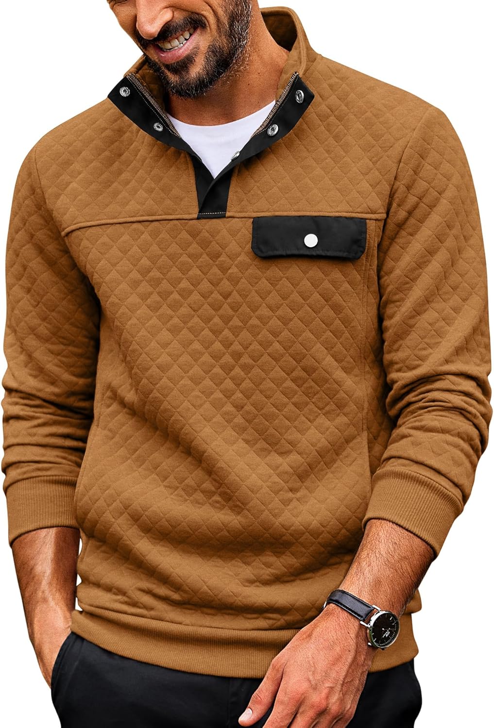 COOFANDY Quilted Sweatshirts for Men - Stylish Quarter Zip Pullover