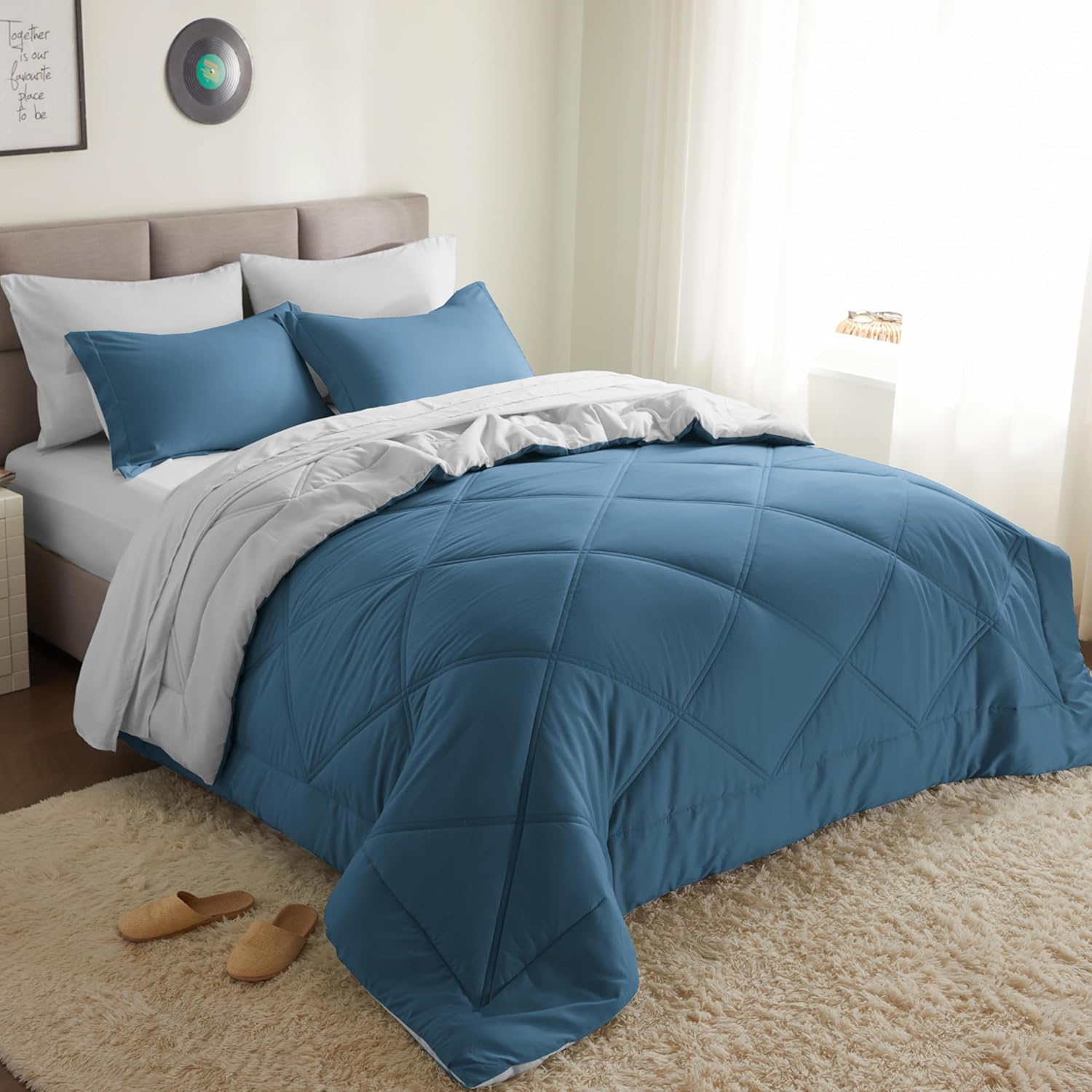 JOIEDOMI King Size Comforter Set with Sheets for All Seasons