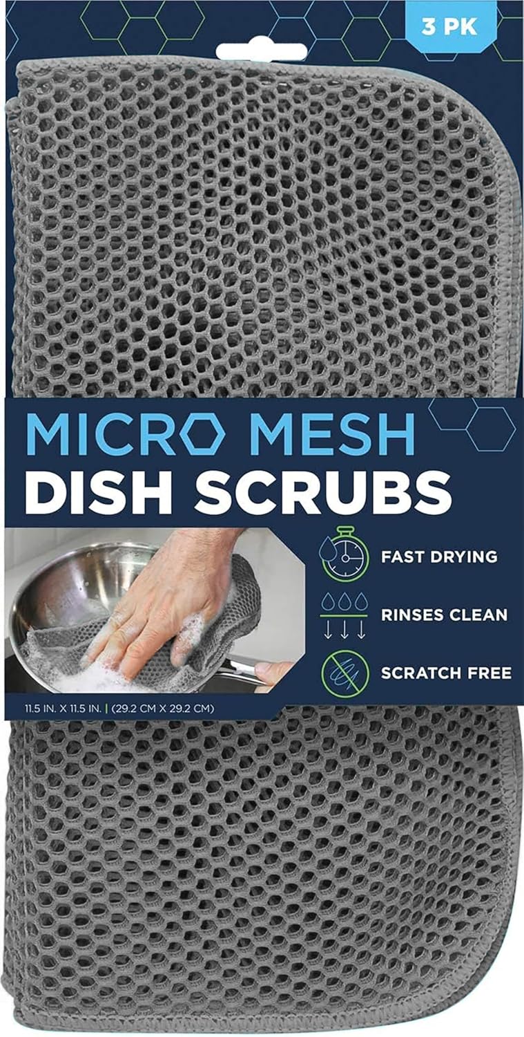 Effortlessly Clean Dishes: S&T INC. Mesh Scrubber, 3 Pack
