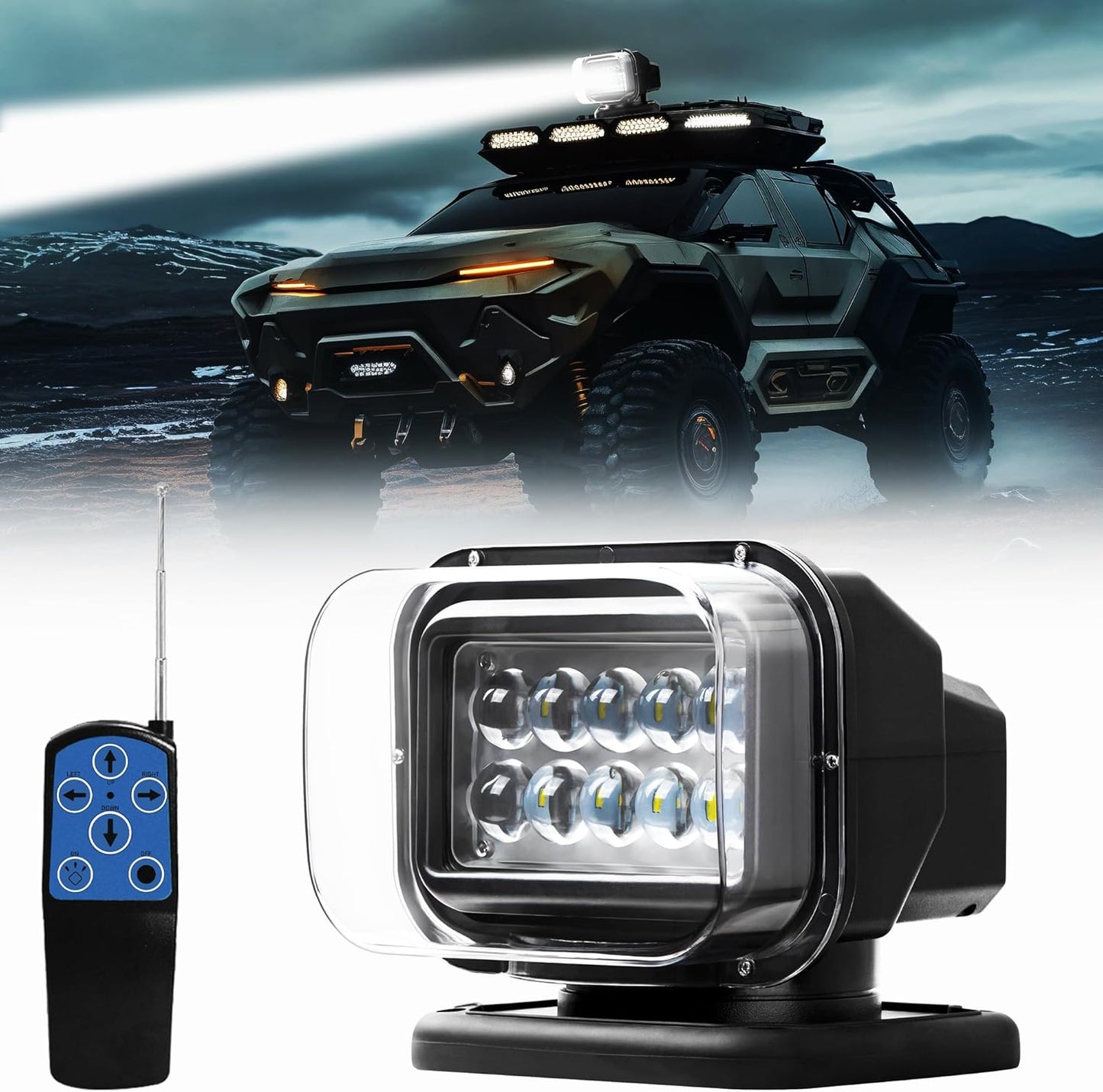 Remote LED Search Light with 360 Rotation for Outdoor Use
