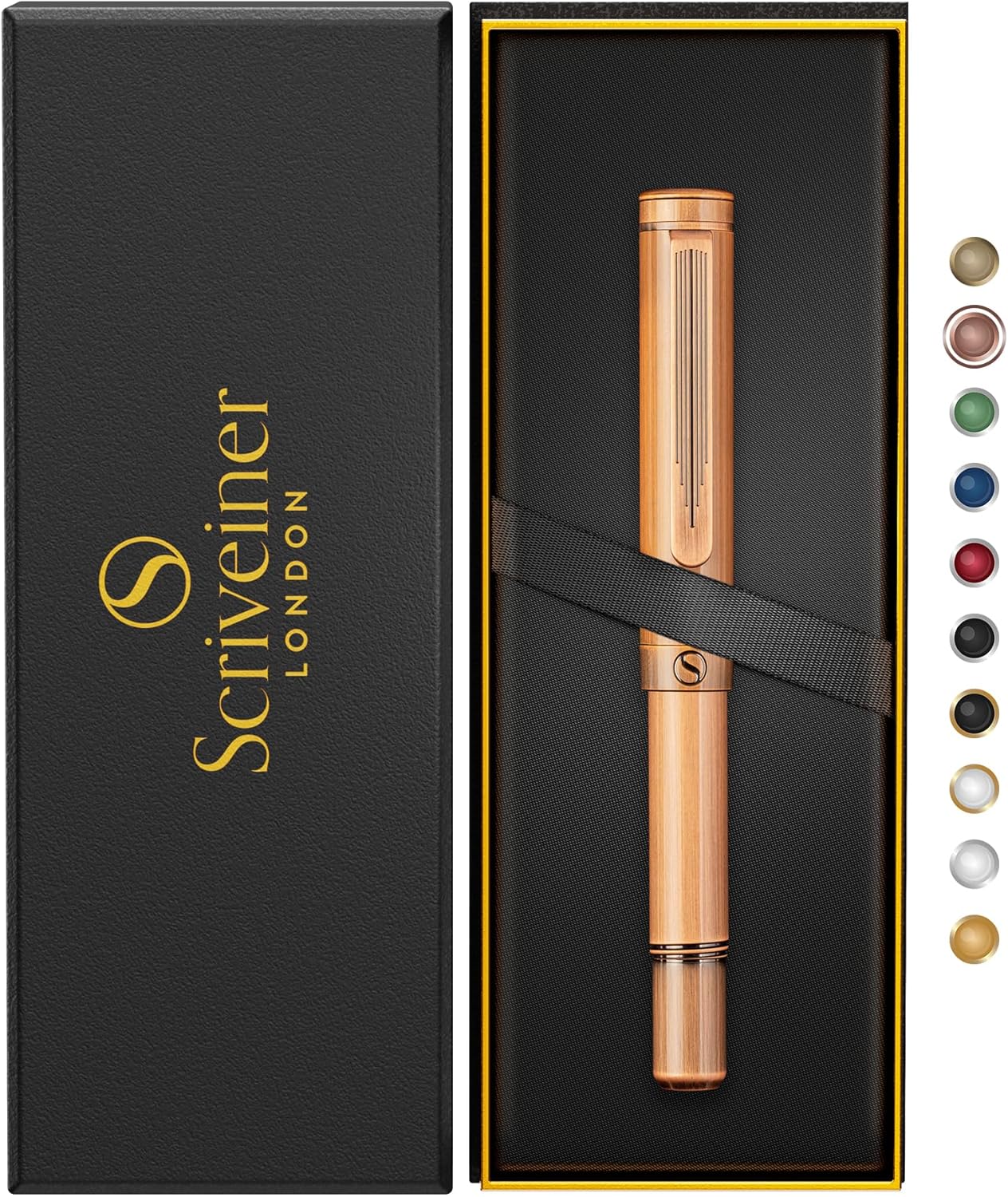 Scriveiner EDC Luxury Rollerball Pen with Hand Brushed Copper Finish