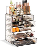 Sorbus Acrylic Makeup Organizer Set - 7-Drawer Black-Tint Storage