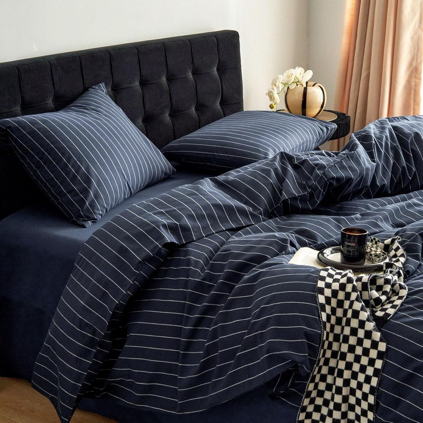 Striped Cotton Duvet Cover Set for a Cozy Farmhouse Look