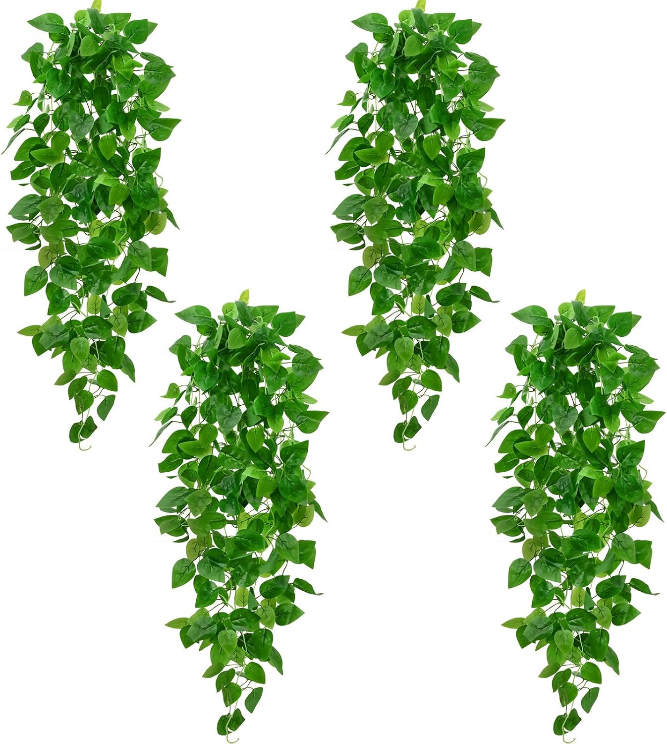 Lush Faux Pothos Vines for Home Decor - 4Pcs Hanging Plants