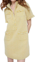 PEHMEA Women's Tweed Dress Short Sleeve Mini Dress - Timeless Work