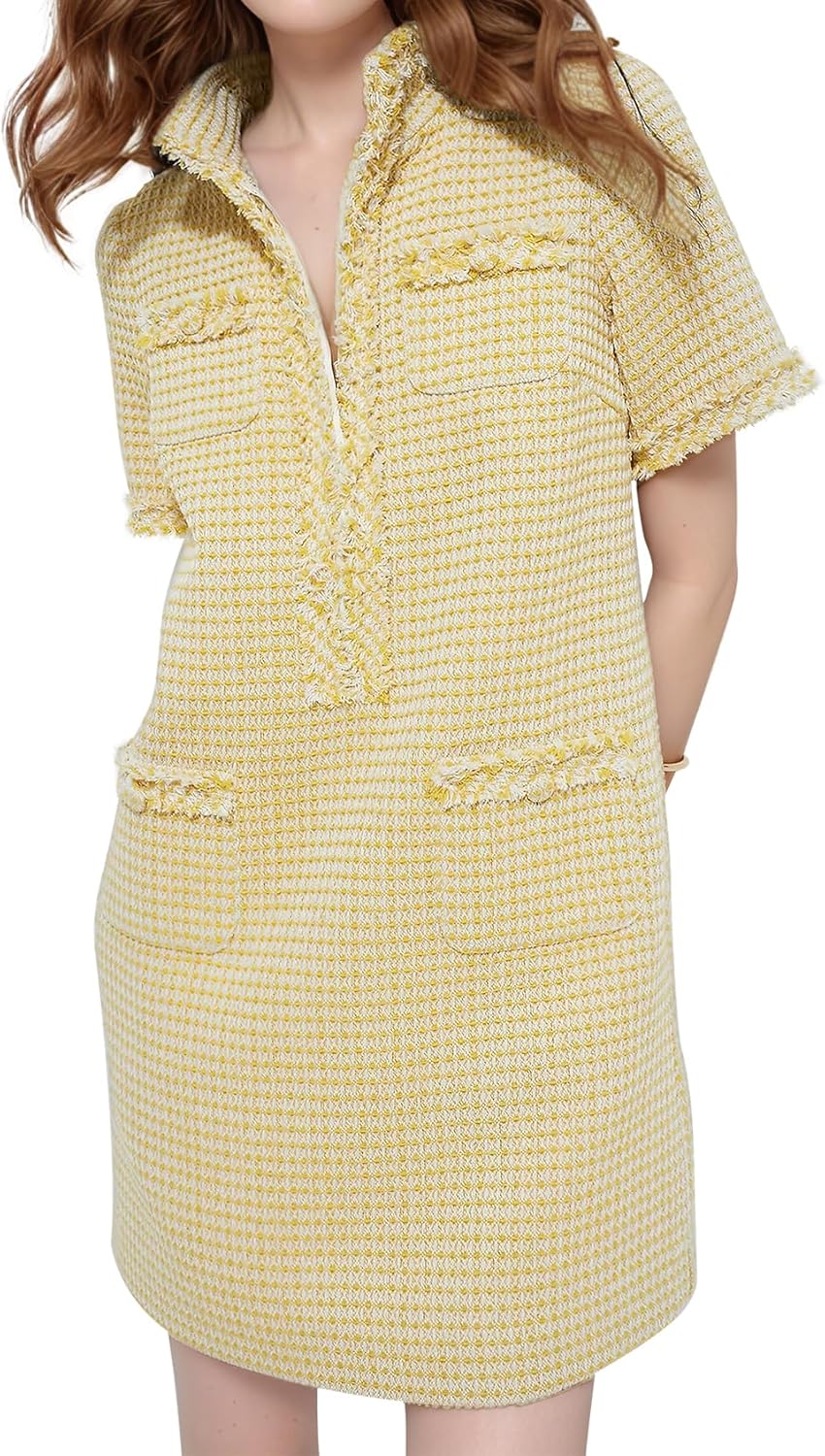 PEHMEA Women's Tweed Dress with Pockets for Any Occasion