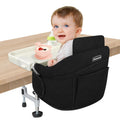 Hook On High Chair Black - Portable Foldable Clip-on with Tray