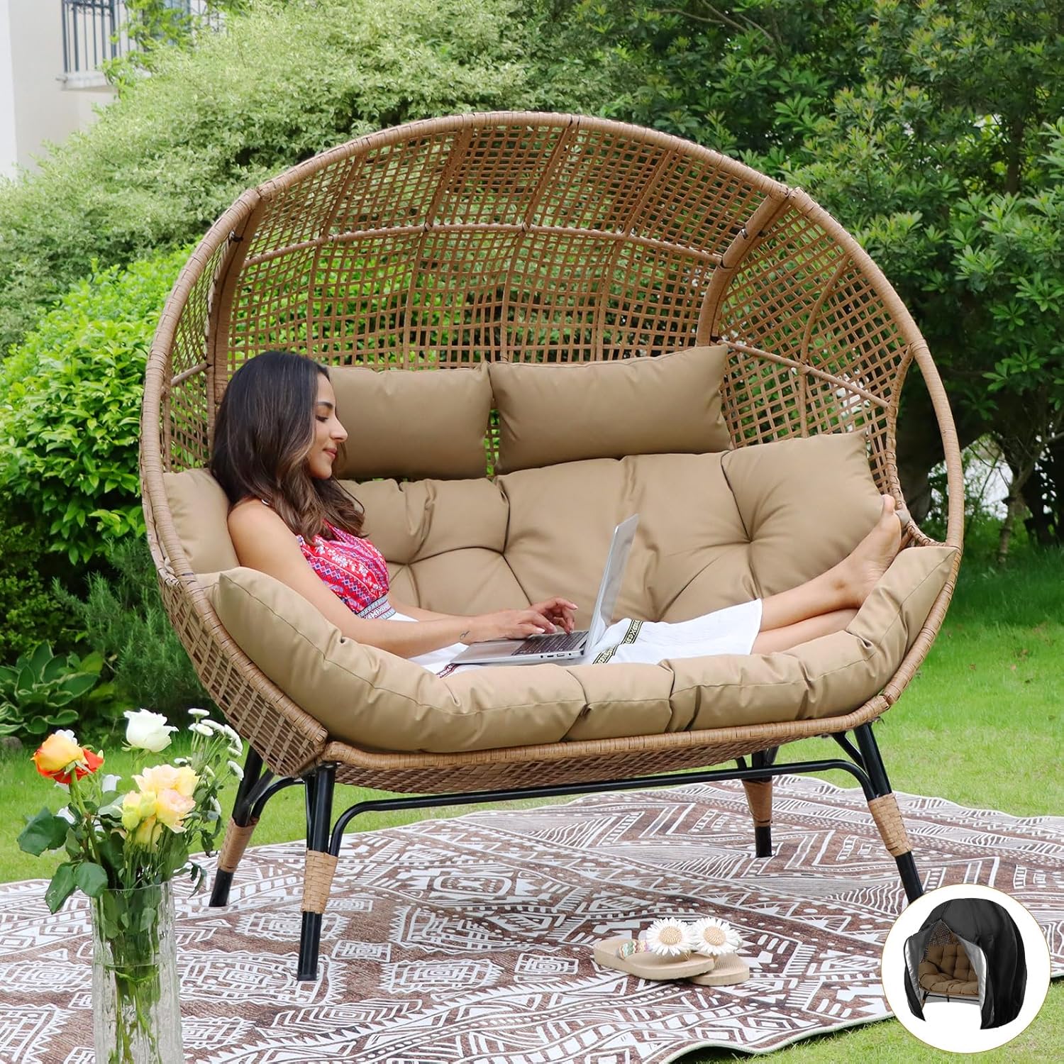 NICESOUL Double Egg Chair for Indoor Outdoor Relaxation