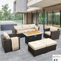 Patio Furniture Set 6-Piece Outdoor Conversation Set - Fire Pit