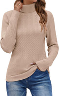 Womens Turtleneck Cable Knit Pullover - Slim Fit Fall Top