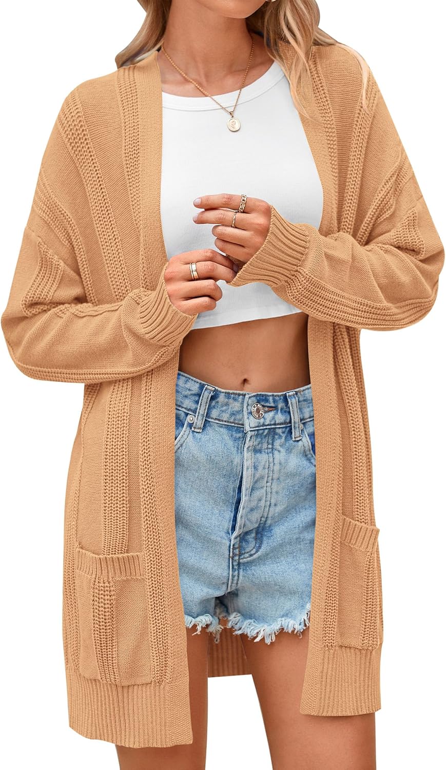 PRETTYGARDEN Women's Fall Loose Open Front Cardigan Sweater