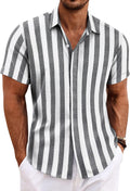 Men's Linen Shirt Short Sleeve Button Down - Breathable Summer Shirt