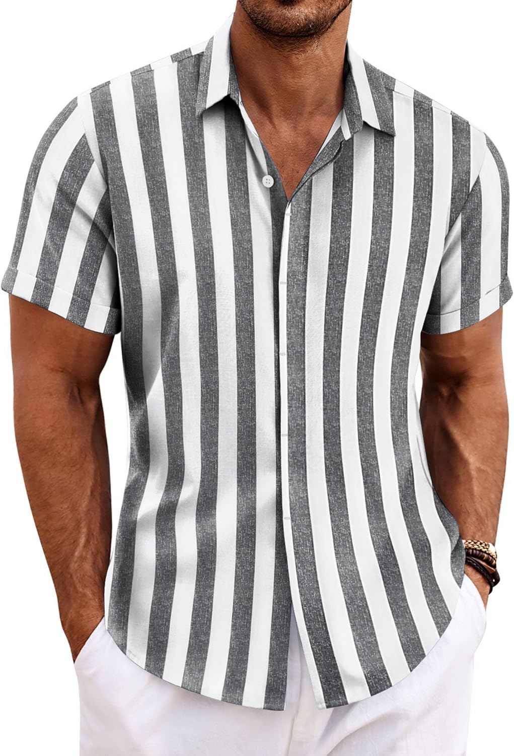 COOFANDY Men's Linen Shirts for Beach Summer Casual Style