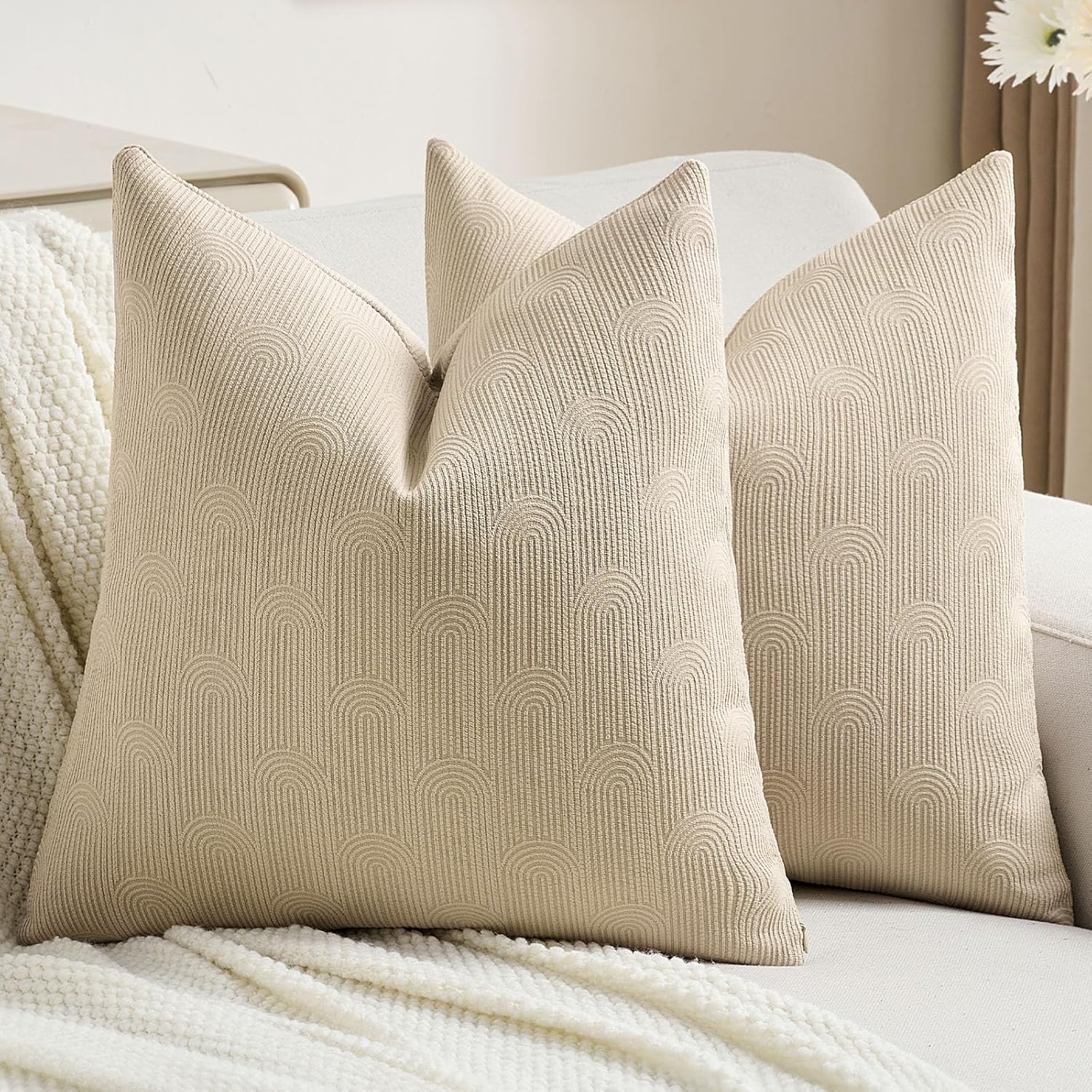 FUTEI Oatmeal Chenille Decorative Throw Pillow Covers Set of 2