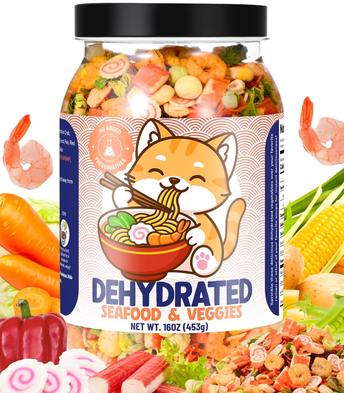 16oz Freeze-Dried Seafood & Vegetable Mix for Ramen Toppings