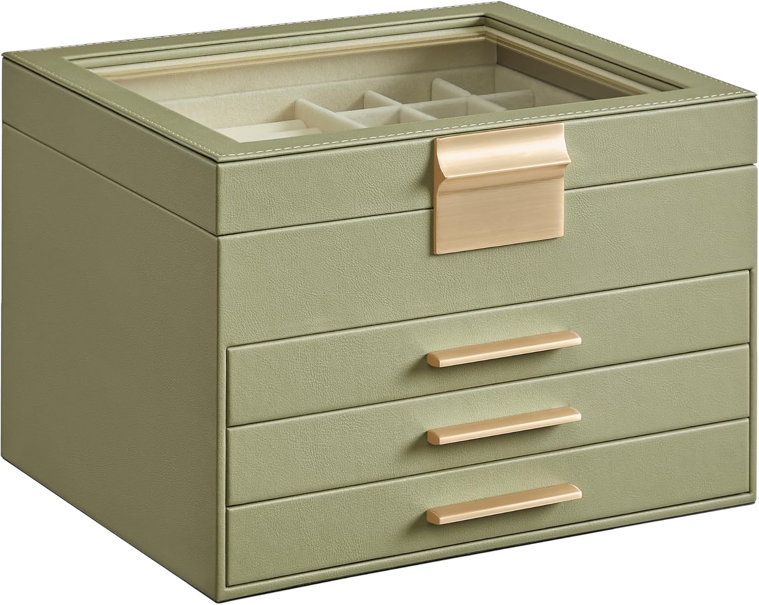 SONGMICS Jewelry Box Organizer with Glass Lid for Stylish Storage