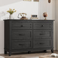47 in Wide 6-Drawer Black Dresser for Bedroom - Robovac Friendly