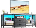 Modern TV Stand with LED Lights, Power Outlets & Storage Drawers | EnHomee