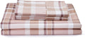 100% Cotton Twin Size Bed Sheets - Breathable Percale Plaid