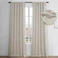 Textured Faux Linen Room Darkening Curtains for Living Room Decor
