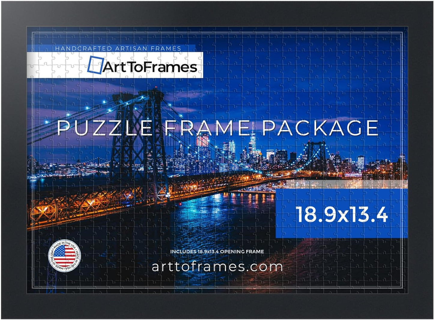ArtToFrames 18.9x13.4 INCH Black Frame for 500 Piece Puzzles