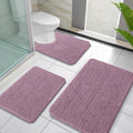 OLANLY Bathroom Rugs Set 3 Piece - Soft Absorbent Chenille Bath Mats