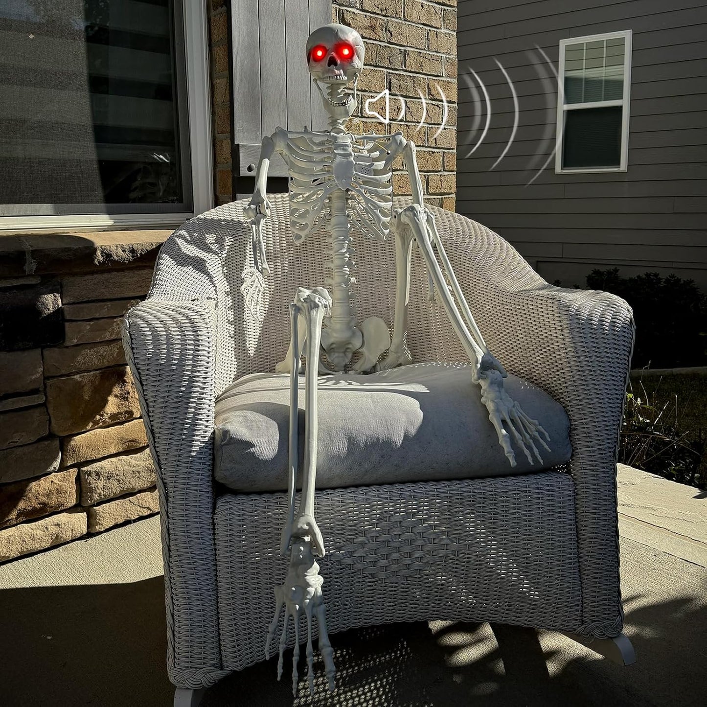 Life Size Skeleton Decoration with LED Eyes and Creepy Sounds
