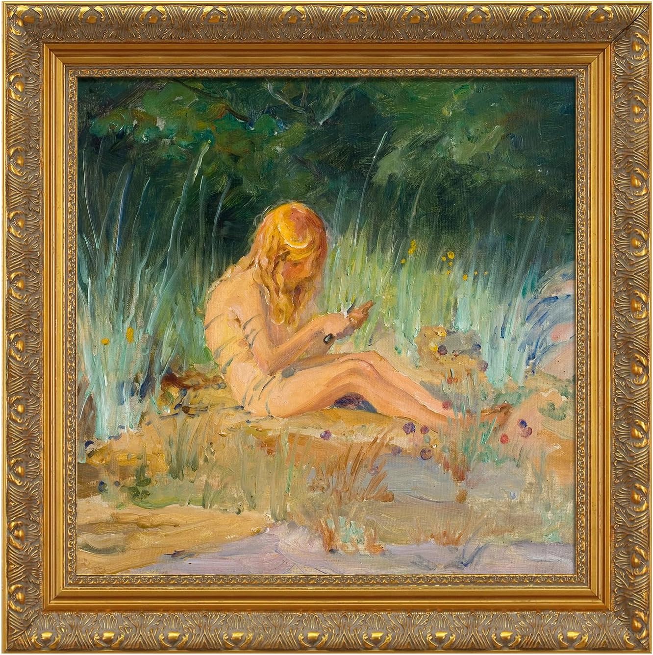 DIY Open Back Wood Frame for 30x30 Canvas Paintings, Gold Decor