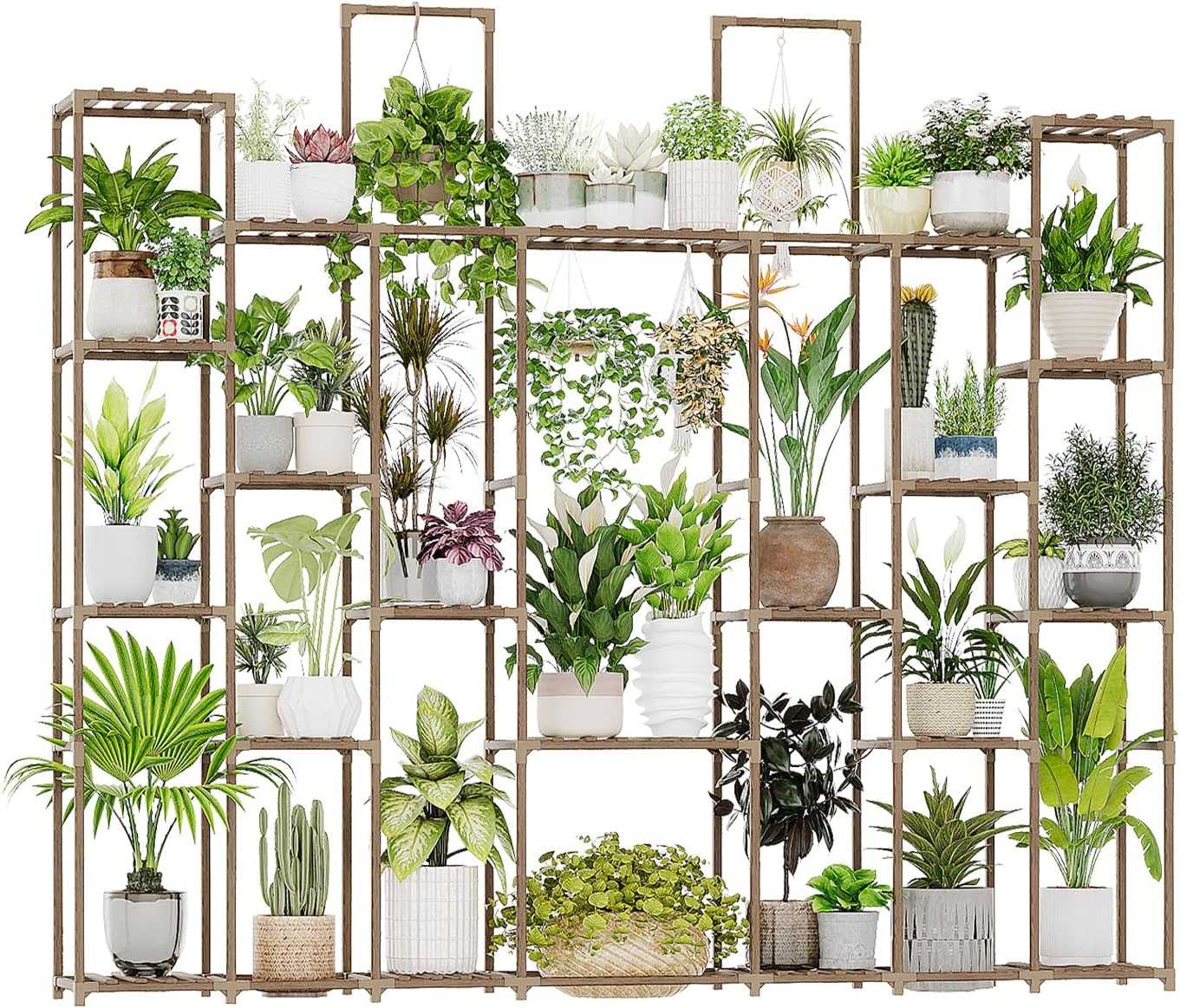 Bamworld Plant Shelf Indoor for 30 Pots - Large Wood Rack