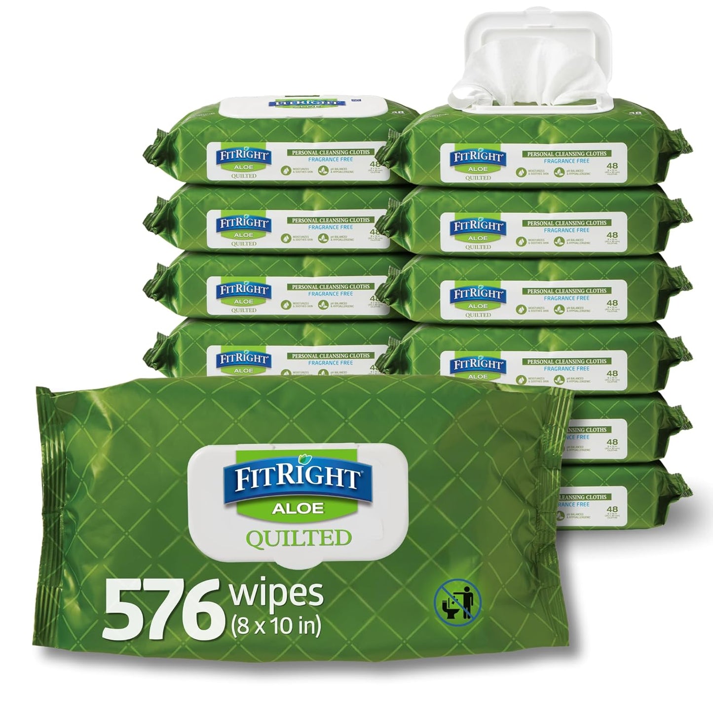 FitRight Aloe Quilted Heavyweight Personal Cleansing Cloth Wipes