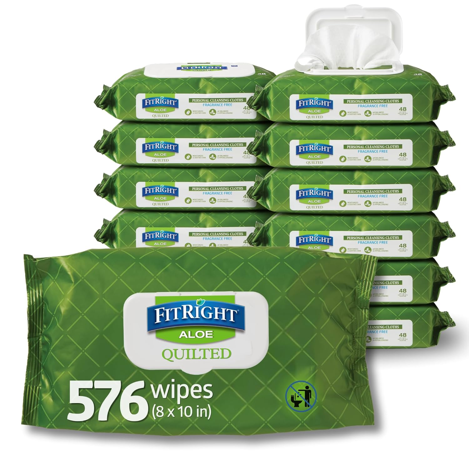 FitRight Aloe Quilted Heavyweight Personal Cleansing Cloth Wipes