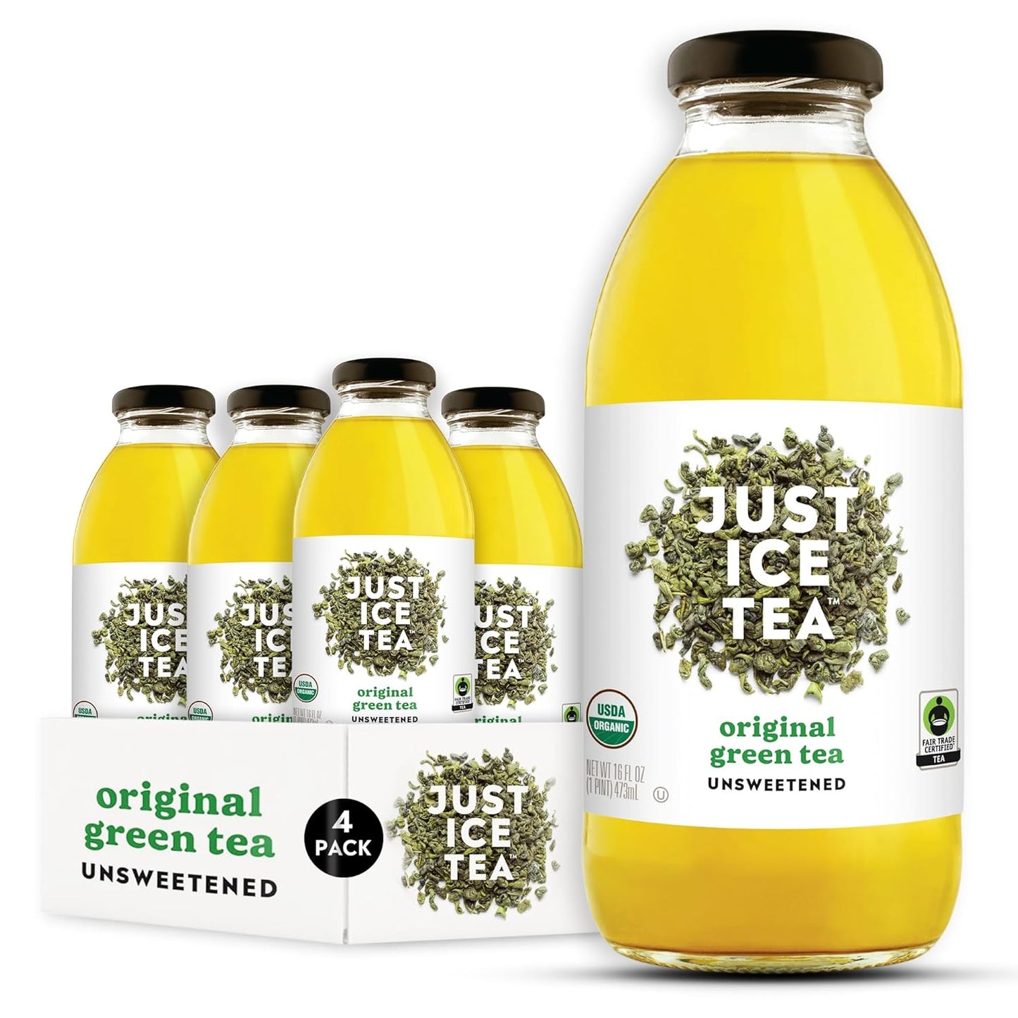 Just Ice Tea Organic Iced Tea in Glass Bottles, 12 Pack Refreshing