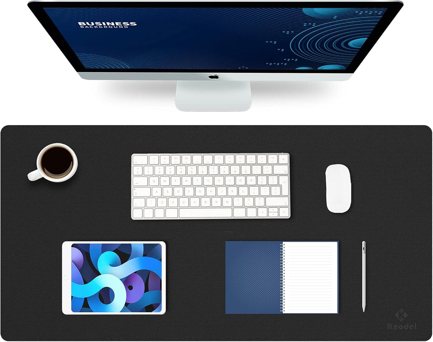 K KNODEL 31.5x15.7 Black Leather Desk Mat - Ultimate Desk Protection!