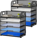 Marbrasse Desk Organizer 5 Tier Paper Letter Tray - Portable Handle