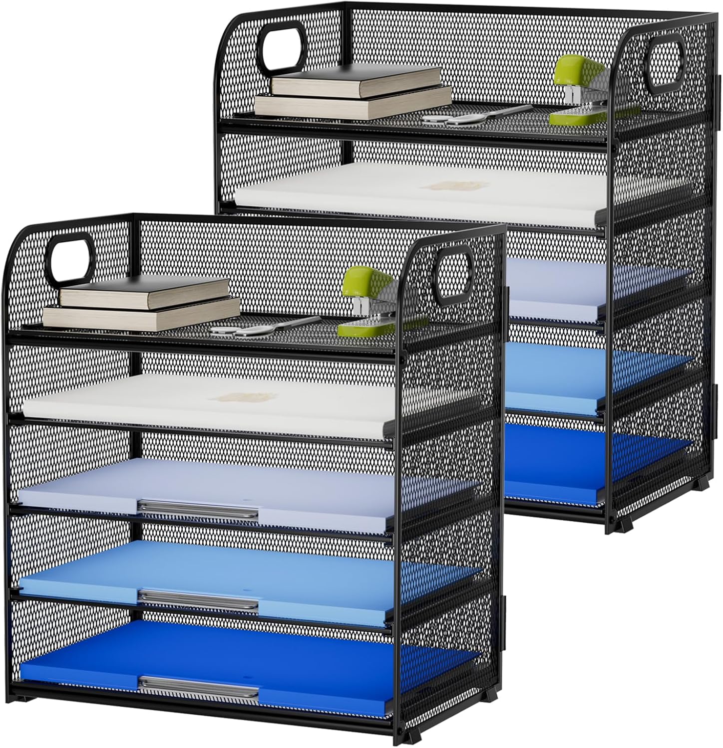 Marbrasse Desk Organizer - 5 Tier Mesh File Organizer for Office