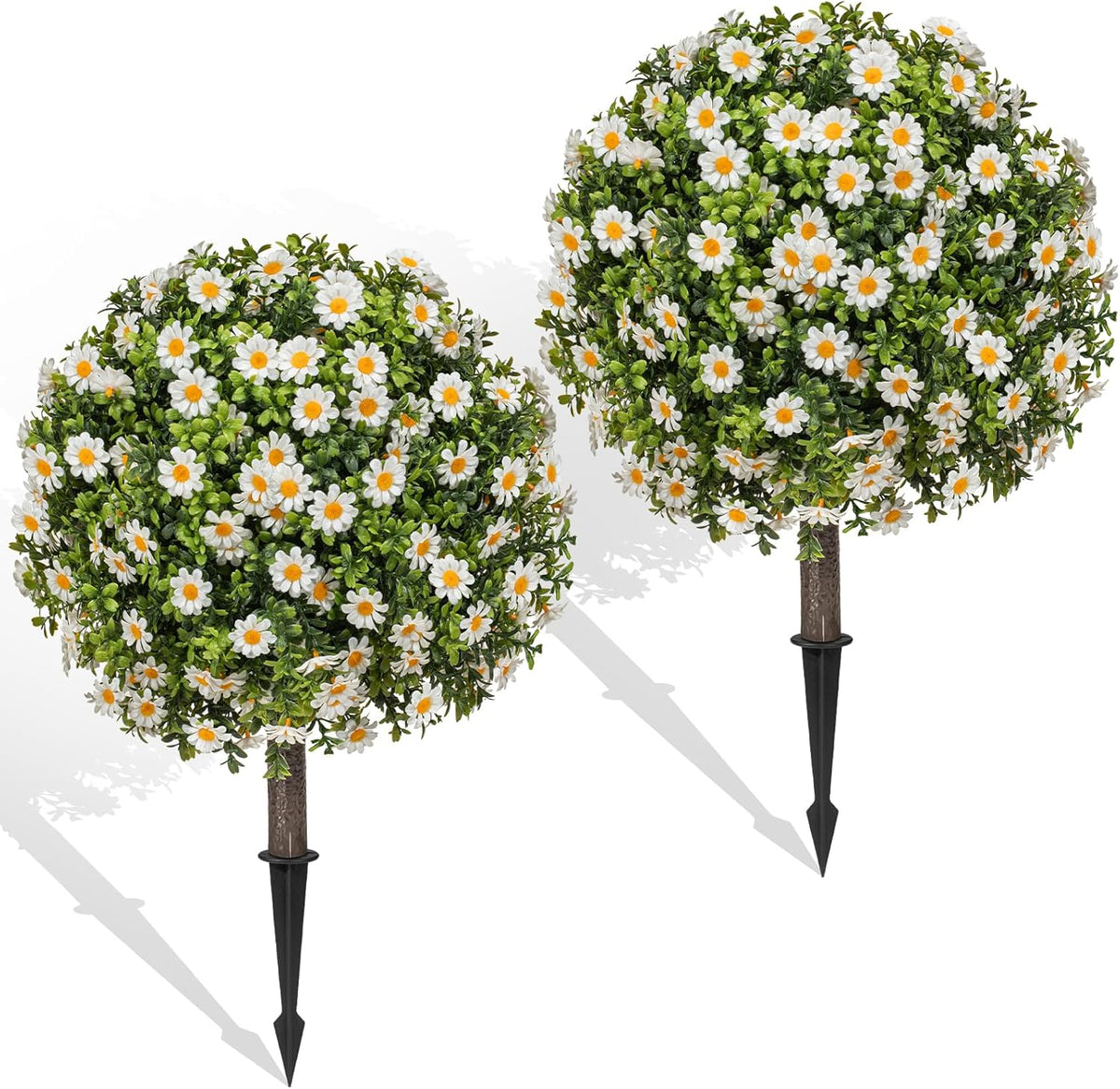 Set of 2 Artificial Topiary Ball Trees for Outdoor Planters