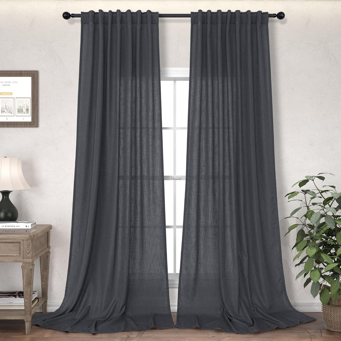 Dark Grey Curtains 96 Inches Long for Living Room and Bedroom