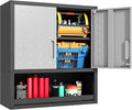 Metal Wall Cabinets with Doors and Shelves Black and Gray - Space