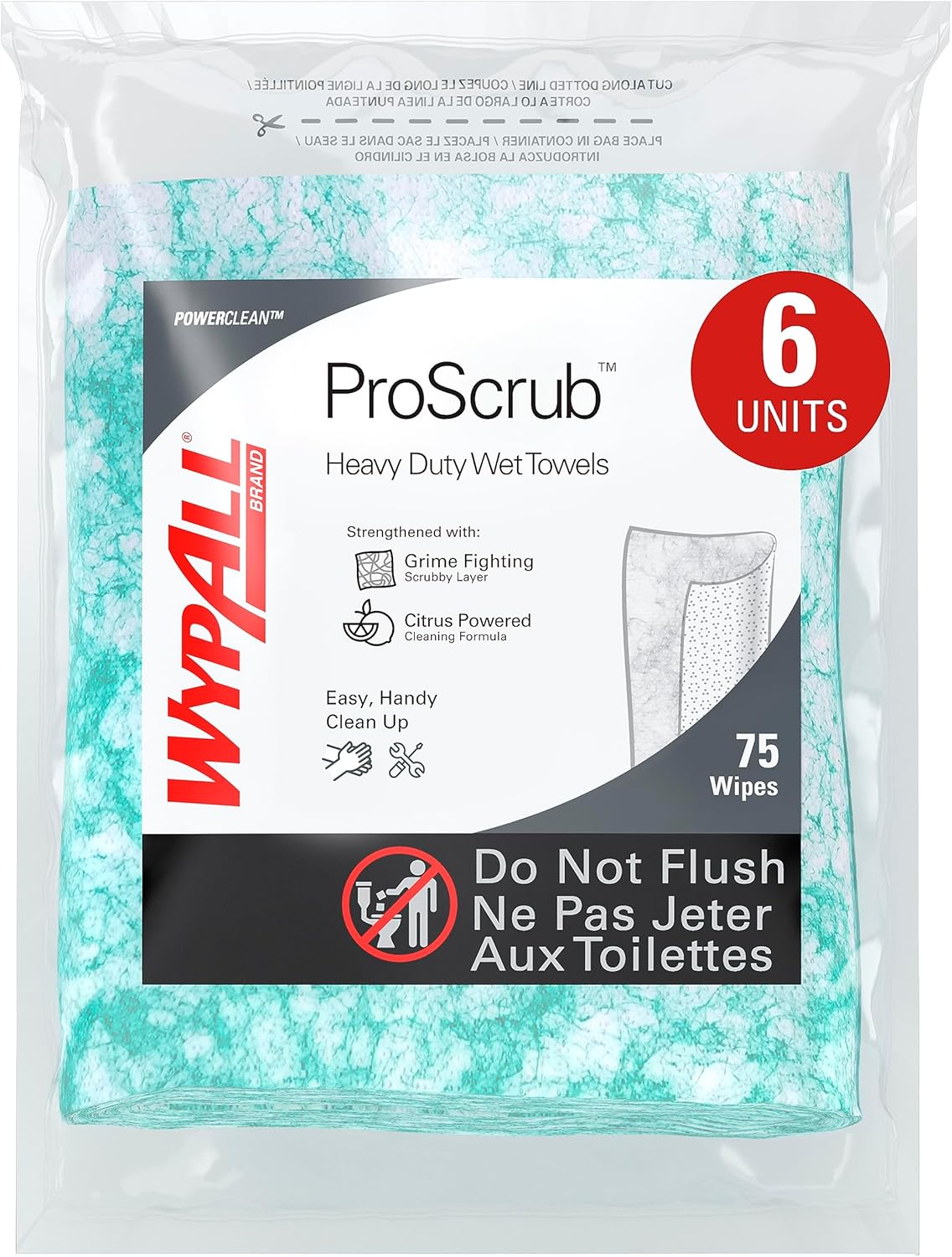 WypAll PowerClean ProScrub Heavy Duty Wet Towels for Tough Cleaning
