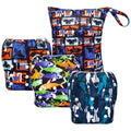 ALVABABY Large Baby Swim Diapers 3pcs with Wet Bag - Reusable Fit