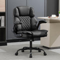 Office Desk Chair Black Mid Back Executive Leather - Flip Arms